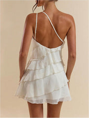 Mesh Layered Backless Mini Vacation Party Sundress