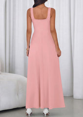 2 Neck A-Line Swing Maxi Beach Wedding Guest Dress with Pockets
