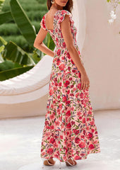 Women's Summer Sleeve Smocked Beach Maxi Sundress