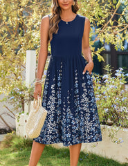 Women's 2026 Summer Tank Midi Floral Sleeveless A-Line Casual Loose T-Shirt Beach