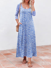 Women's 3/4 Sleeve Scoop Neck Dress with Pockets Soft Breathable for Travel Vacation Spring Transition