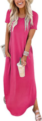 Summer Short Sleeve Casual Loose Long T Shirt Split Maxi Vacation Beach