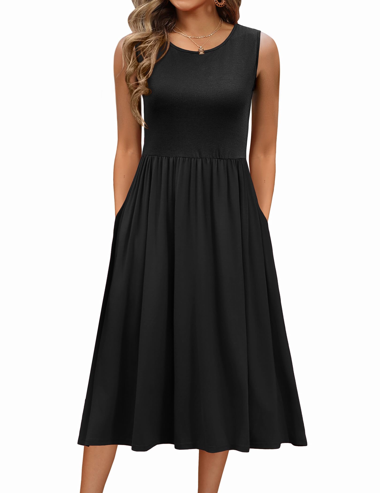 Women's 2026 Summer Sleeveless Floral A-Line Casual Loose T-Shirt Midi