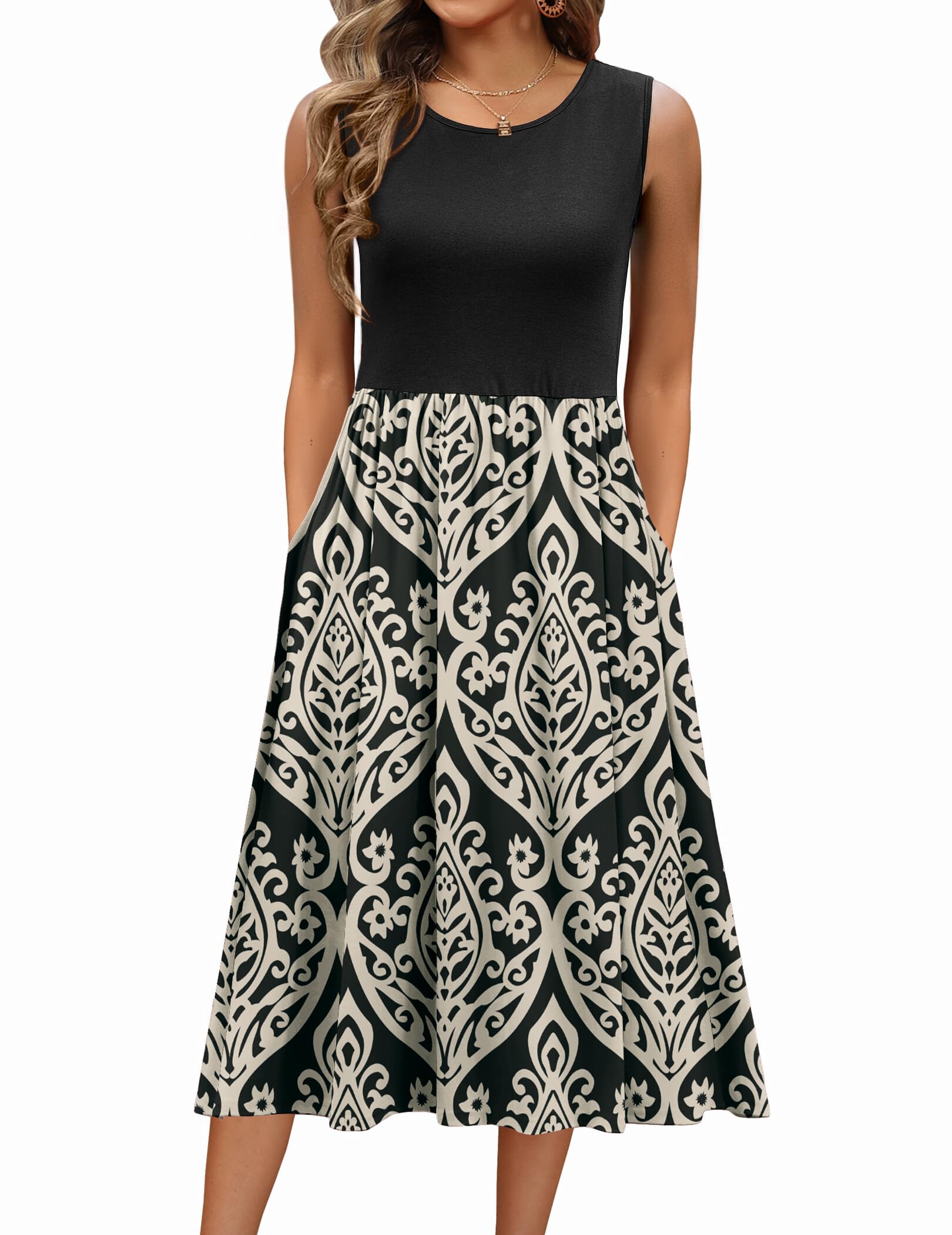 Women's 2026 Summer Sleeveless Floral A-Line Casual Loose T-Shirt Midi