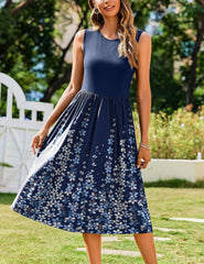 Women's 2026 Summer Sleeveless Floral A-Line Casual Loose T-Shirt Midi