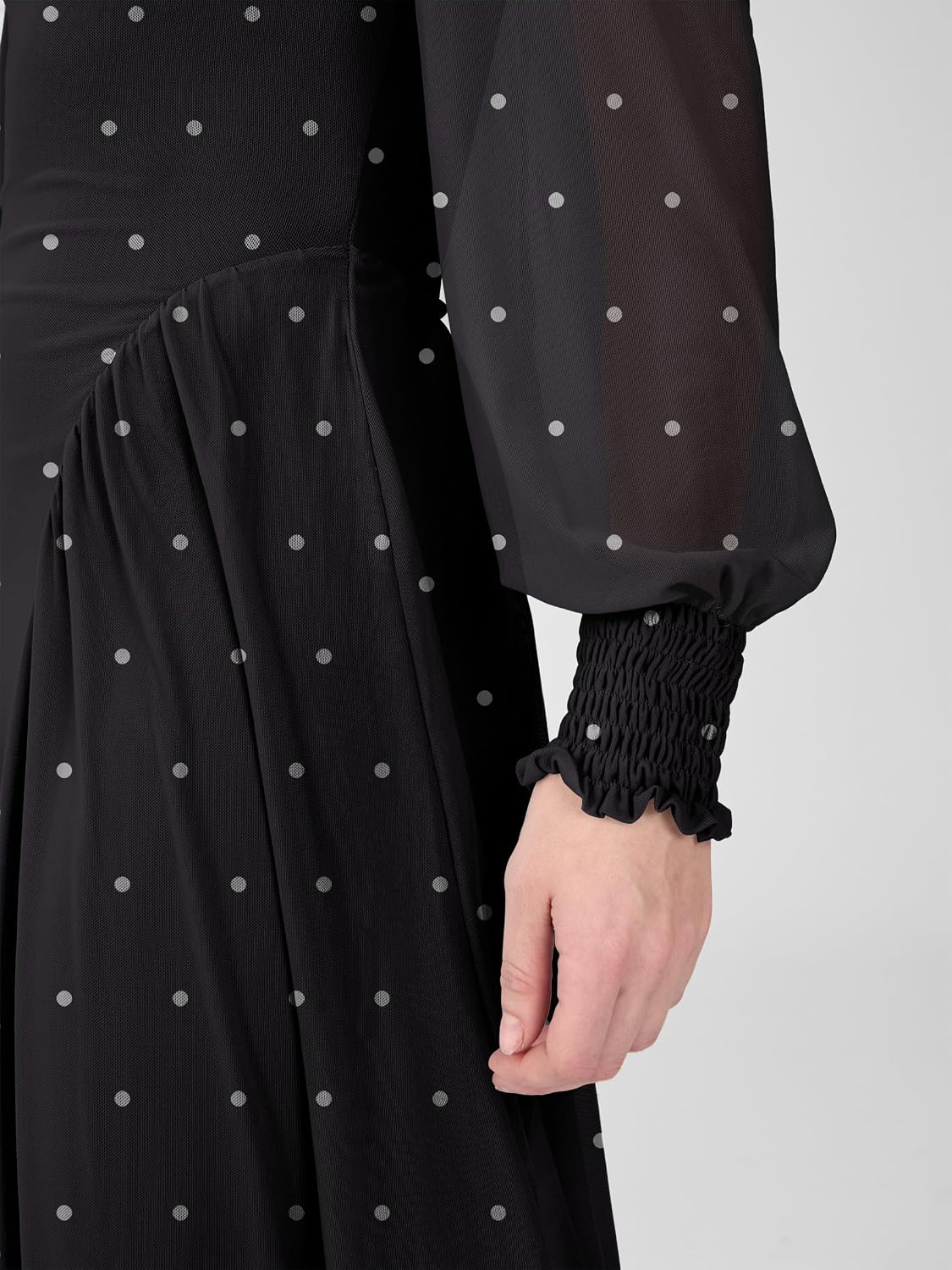 Women's Long Sleeve Mock Neck Drop Waist A-Line Floral Soft Lightweight Mesh
