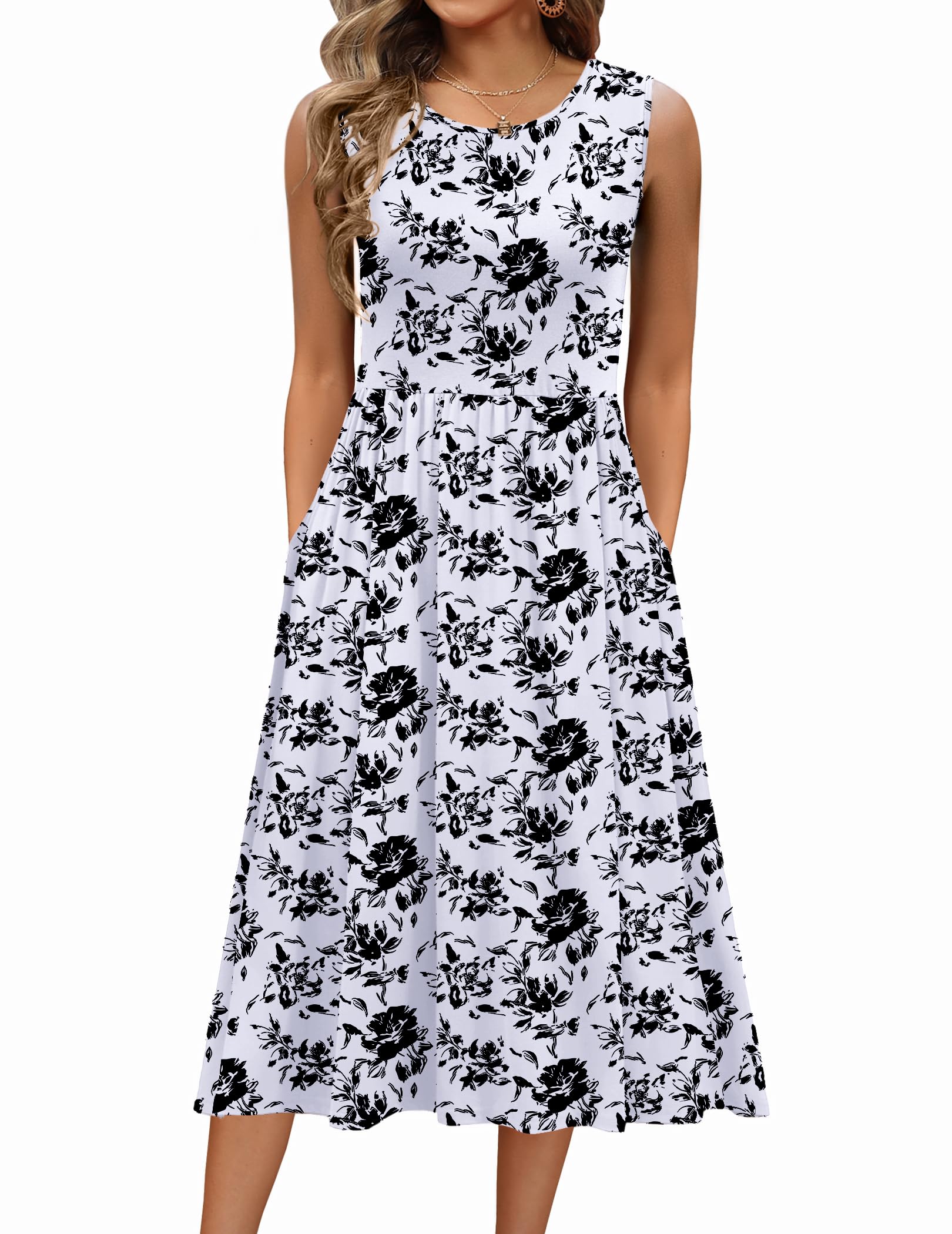 Women's 2026 Summer Sleeveless Floral A-Line Casual Loose T-Shirt Midi