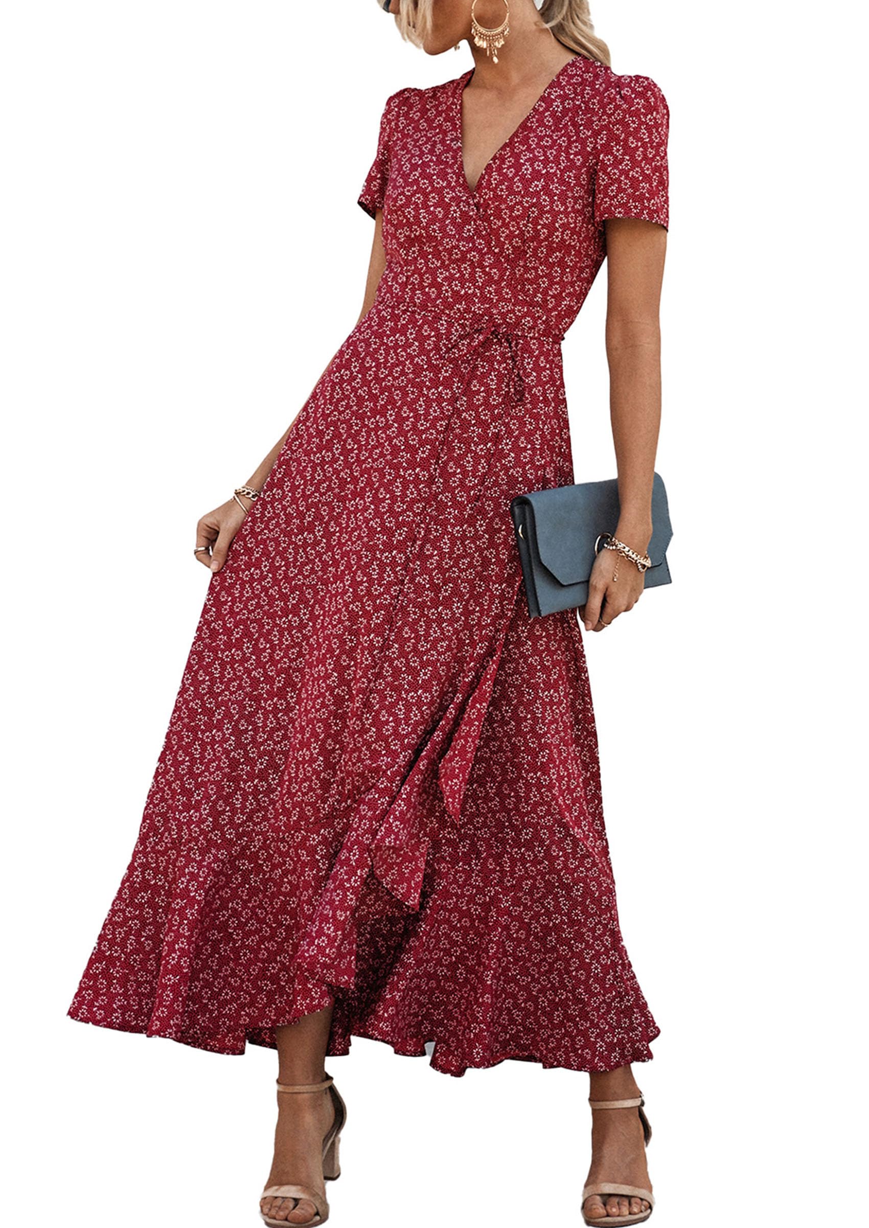 Women's Summer Boho Floral Short Sleeve