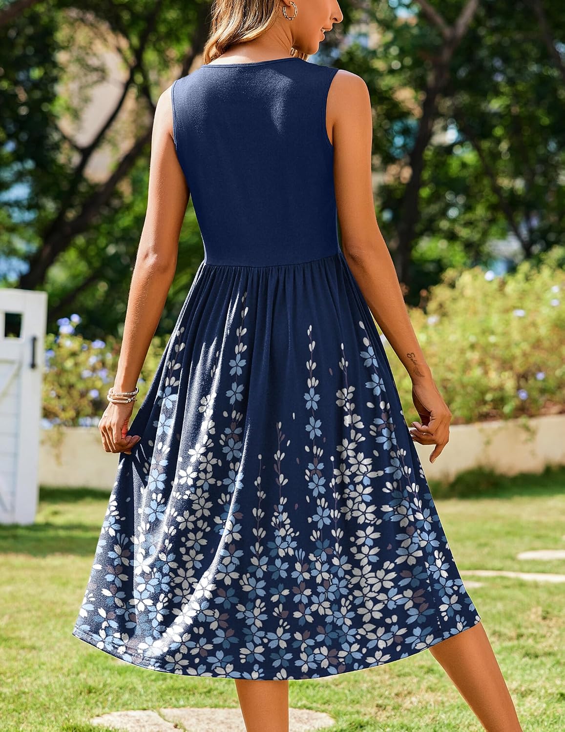 Women's 2026 Summer Sleeveless Floral A-Line Casual Loose T-Shirt Midi
