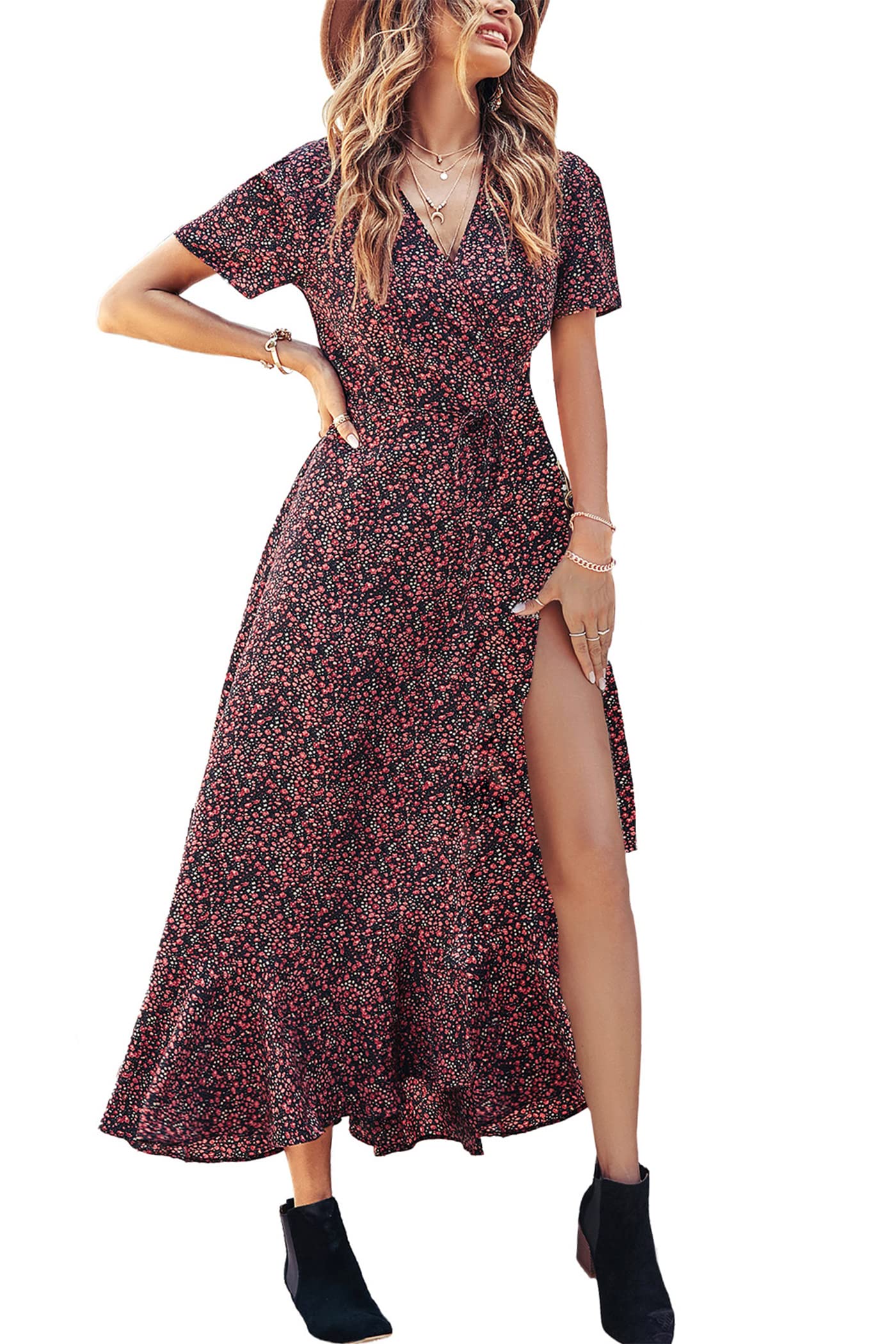Women's Summer Boho Floral Short Sleeve