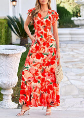 Women's 2026 Summer Boho Floral Ruffle Flowy Maxi Dress for Cocktail Beach Spring Wedding Guest